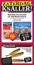 De Boerenschuur folder week 41 Pagina 19: Enkhuizer hele gerookte makreel €3,99, Wagner piccolinis of airfryer snack €1,59