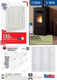 Catálogo BigMat Página 32: Emisor Térmico Fluido XFP €135,00, Estufa de pellets king negra €850,00