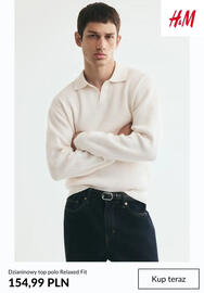 H&M gazetka tydzień 41 Strona 10: Dzianinowy top polo Relaxed Fit H & M €154,99