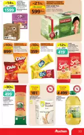 Auchan akciós újság hét 41 Oldal 33: VÉNUSZ Napraforgó-étolaj €4.499,00, CHIO Chips €899,00