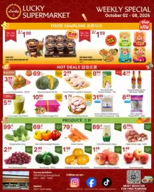 Lucky Supermarket flyer week 41 Page 2: Fresh Jumbo Longan Thai €10,99, Apple €1,49