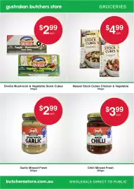 Australian Butchers Store catalogue Page 3: Massel Stock Cubes Vegetable €4,99, Hoyt's Minced Chilli €3,99