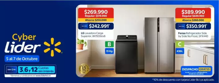 Catálogo Lider Página 2: Lg - lavadora carga superior €242.991,00