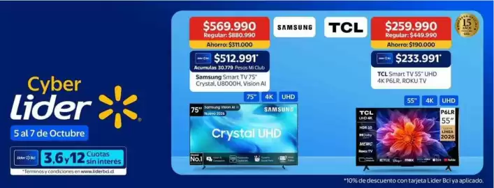 Catálogo Lider Página 3: Samsung - smart tv 75'' crystal u800uhd €512.991,00