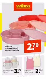 Catalogue Wibra page 1: Boite de conservation 5 compartiments €2,79, Débardeur €2,99