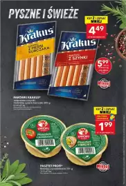 Lewiatan gazetka tydzień 41 Strona 5: Parówki Krakus* wieprzowe z szynki, drobiowe z piersi kurczaka €4,49