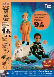 Folleto Carrefour Página 14: Tex set 2 piezas fantasma 6 meses 4 anos pelele calabaza €9,99