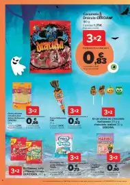 Folleto Carrefour Página 6: Dulciора gummy jelly y pikotas cereza, Ovnis rellenos con pica pica tattoo Halloween DEKORA €0,86