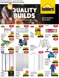 Builders Warehouse catalogue Page 1: LASKER 65 L Concrete Wheelbarrow Green €999,00, 2-lever Lock Set €99,00