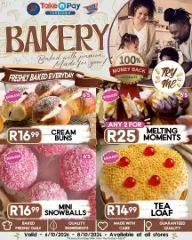 Take 'n Pay catalogue Page 13: CREAM BUNS €16,99, TEA LOAF €14,99