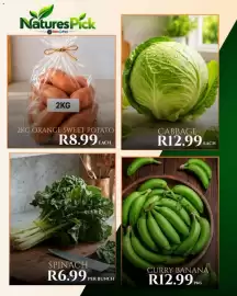Take 'n Pay catalogue Page 7: NaturesPick Orange Sweet Potato €8,99, Spinach €6,99