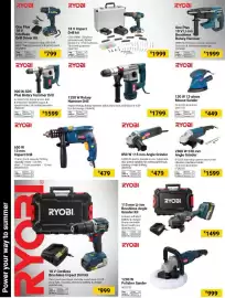 Builders Warehouse catalogue Page 38: RYOBI 13 mm Impact Drill €479,00, RYOBI 1250 W Rotary Hammer Drill €1.799,00