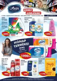 Azúr akciós újság Oldal 1: Coccolino öblítő €1.290,00, Ariel mosógél €3.490,00