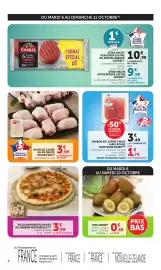 Catalogue Maximarché page 4: DUC Hauts de cuisse ou pilons de poulet €3,99, Pizza Margherita Olives €3,99