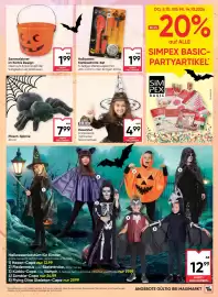 Maximarkt Flugblatt woche 41 Seite 11: Plüsch-Spinne €7,99, Fries Hexenhut transparent, mit bunten Glanzmotiven €4,99