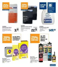 GAMMA folder Pagina 22: Voegmiddel waterdicht €10,47, Gamma betonmortel €3,99