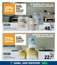 GAMMA folder Pagina 3: Gamma protection muurverf €22,87, Gamma Style Collection muurverf €48,79