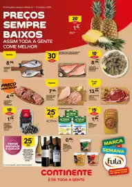Folheto Continente semana 41 Página 1: Promoções e preços válidos 6 - 12 outubro 2026. PREÇOS SEMPRE BAIXOS ASSIM TODA A