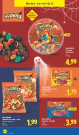 Catálogo Lidl semana 42 Página 30: Halloween mini golosinas de fruta de halloween €1,79, Halloween golosinas party mix €3,99