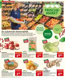 Interspar Flugblatt Seite 4: SPAR Natur pur Bio-Salatkartoffeln €1,34, Würzige Bio-Zwiebeln gelb €1,25