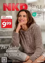NKD Prospekt Seite 1: NKD" STYLE ab Donnerstag, 08.10. UNSER PREISLIEBLING: Chenille-Pullover 999 mit Kapuze / auch in Ecru