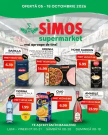 Catalog Simos Pagină 1: BARILLA LASAGNA 250G PRET VECHI 7.99 OFERTĂ 05 - 18 OCTOMBRIE 2026 SIMOS supermarket mai aproape de