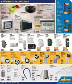 Mica catalogue Page 5: WACO Open PVC Extension Box €2,99, Major Tech Earth Leakage + Overload VE2P63E 2 Pole €229,99