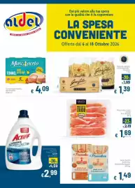 Volantino Aldel Discount Pagina 1: Pasta di semola trafille assortite Garofalo €1,39, Prosciutto crudo Fior di Fette €1,69
