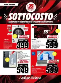 Volantino MediaWorld Pagina 1: Hp Notebook 15-FD1008NLX €599,00, Samsung Smart TV 55" 55QN70H €599,00