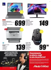 Volantino MediaWorld Pagina 16: Logitech Mouse gaming G 502 X PLUS €99,99, Lenovo Notebook IdeaPad Slim 3i €699,00