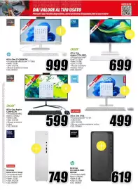 Volantino MediaWorld Pagina 5: HP All in One 27-CR0081NL €999,00, Lenovo All in One A100 €499,00