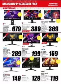 Volantino MediaWorld Pagina 6: MSI MAG 272QP QD-OLED X24 €389,00, PEAQ Monitor Gaming G272-FFK €149,00