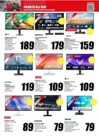 Volantino MediaWorld Pagina 7: Lenovo Monitor L27-4C €109,00, Philips Monitor 27E2N1500L/00 €119,00