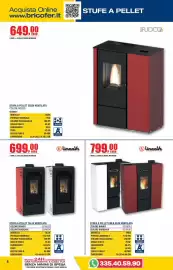 Volantino Bricofer Pagina 4: Stufa a pellet Talia ventilata €699,00, Stufa a pellet Enea Slim ventilata €799,00