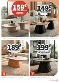 Catalogue Conforama page 13: Set de 2 tables basses gigognes €159,00, Table basse ovale €189,00