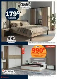 Catalogue Conforama page 18: Complet - lit 160x200cm + sommier + armoire + chevet €990,00, Chêne - armoire 4 portes €179,00