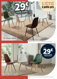 Catalogue Conforama page 19: Velour côtelé €29,00, Chaise moon €29,00