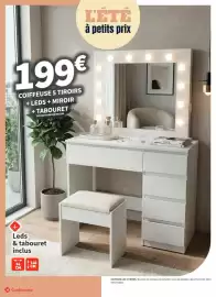 Catalogue Conforama page 26: Vogue - coiffeuse + tiroirs + less + miroir + tabouret €199,00