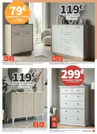 Catalogue Conforama page 29: Commode 6 tiroirs €299,00, Meuble à chaussures 3 portes €119,00