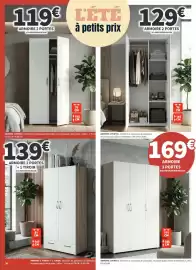 Catalogue Conforama page 31: Armoire 2 portes €119,00, Armoire 2 portes + 1 tiroir €139,00