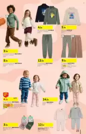 Folheto Auchan Página 23: Treggings inextenso €9,99, Camisola Gola Alta LICENÇAS €4,99