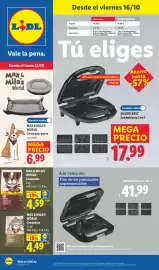 Catálogo Lidl semana 42 Página 1: Silvercrest Sandwichera 3 en 1 €17,99, Max & Mila's World Croquetas €4,49