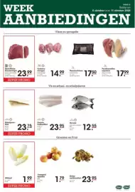 Sligro folder week 41 Pagina 1: Zwarte heilbotfilet €23,95, Parelhoeinfilet suprême €17,99