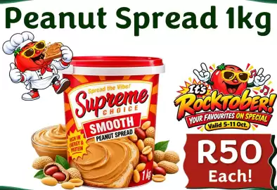 Foodeez catalogue week 41 Page 6: Peanut Spread 1kg RICH IN Spread the Vibe! It's Supreme ENERGY& PROTEIN SMOOTH PEANUT