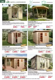 Salzburger Lagerhaus Flugblatt Seite 146: Gartenlaube 662 €849,00, Gartenhaus Mori €649,00