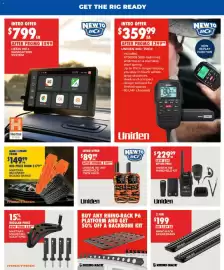BCF catalogue Page 24: Uniden 1W UHF Handheld Twin Pack €89,99, Rhino-Rack Sportzbars €199,00