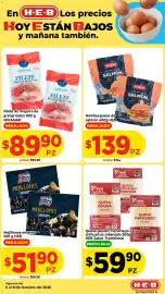 Folleto HEB Página 2: Heb queso gouda manchego o chihuahua rebanado €59,90, H-E-B hamburguesas de salmón €139,00