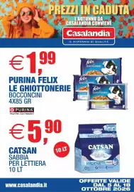 Volantino Casalandia Pagina 5: Catsan sabbia per lettiera €5,90, Purina Felix Le Ghiottonerie Bocconcini €1,99
