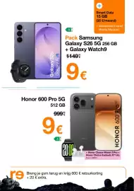 Orange folder Pagina 2: re Galaxy S26 Galaxy Al A + Smart Data 15 GB (35 €/maand) + abonnement vanaf Mobile Medium* Pack