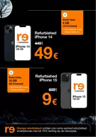 Orange folder Pagina 9: Refurbished re iPhone 14 r9 refurbished iPhone 14 128 GB 4499€ 49€ Smart Data 6 GB (15 €/maand) +